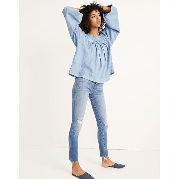 Madewell Denim - Madewell Size 31 9" Mid-Rise Skinny Jeans in Frankie Wash: Torn-Knee Edition